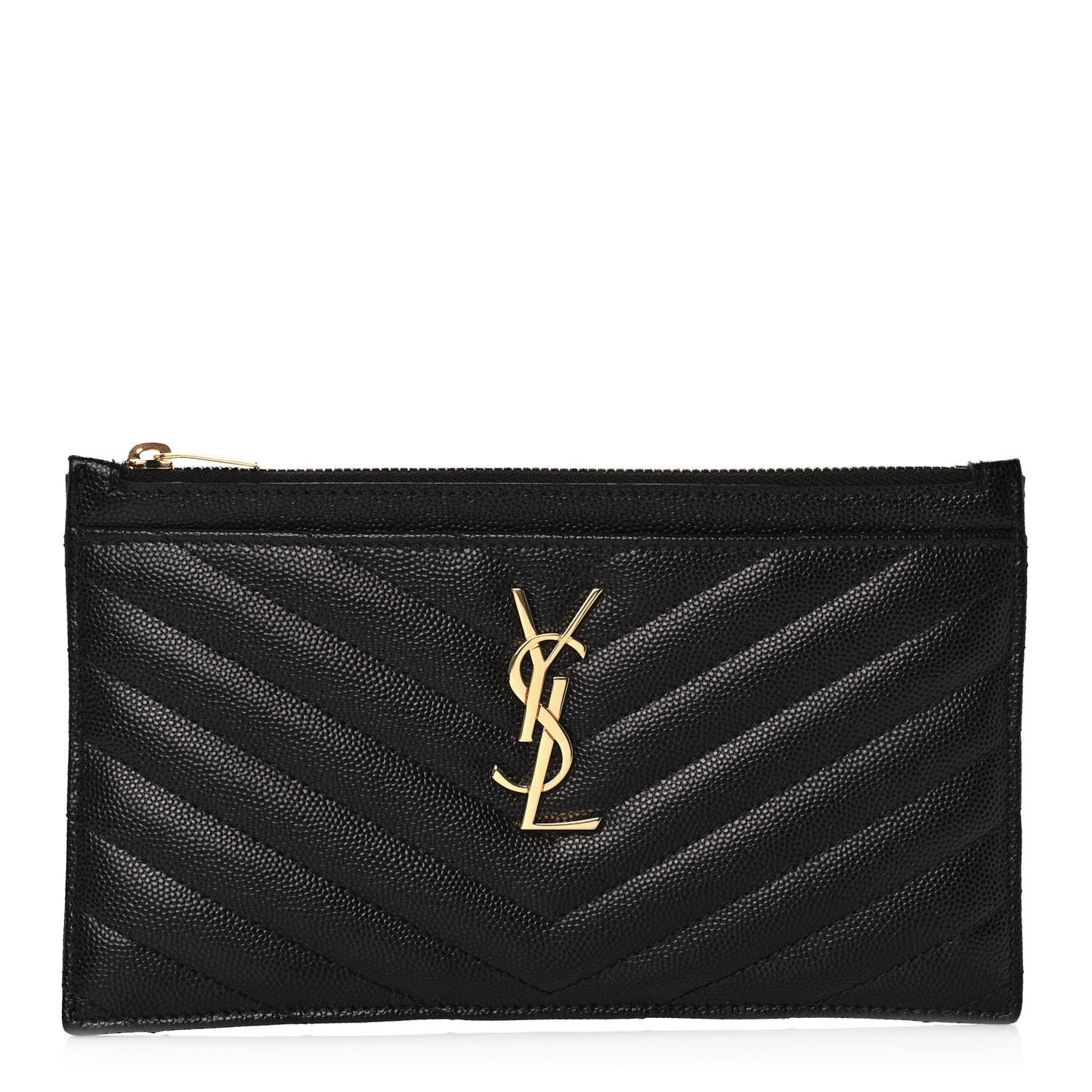 Grain De Poudre Chevron Monogram Large Bill Pouch Black