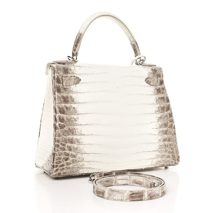 Hermes Matte Niloticus Crocodile Himalaya Kelly Retourne 28 White 3 of 11