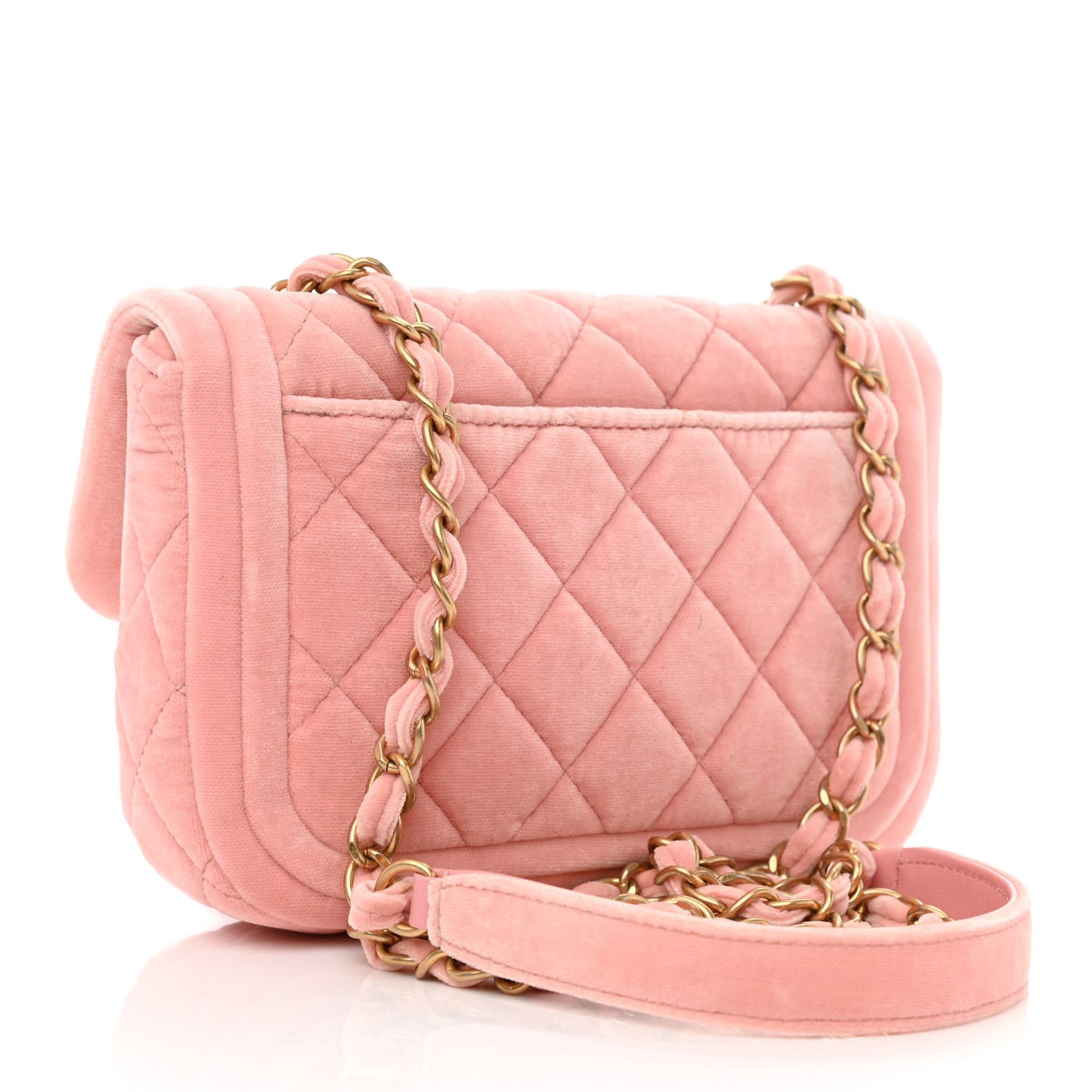 Velour Quilted Mini Double Frame Flap Rose