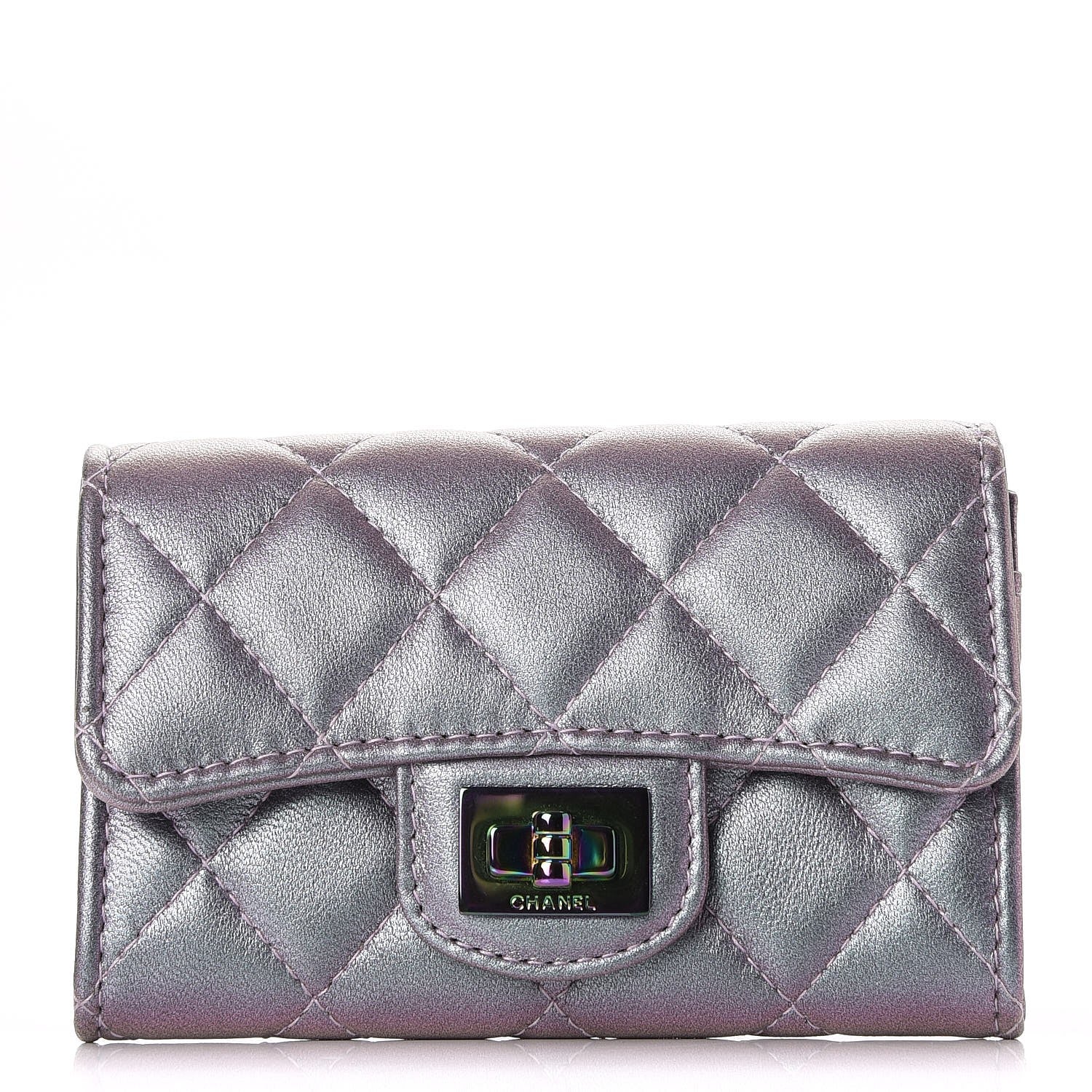 Chanel Iridescent Lambskin Quilted Reissue Flap Card Holder Light Purple 1 of 12
