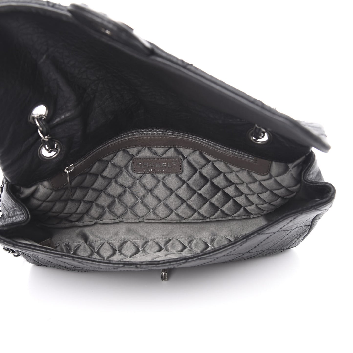 Distressed Lambskin Le Marais Ligne Flap Black