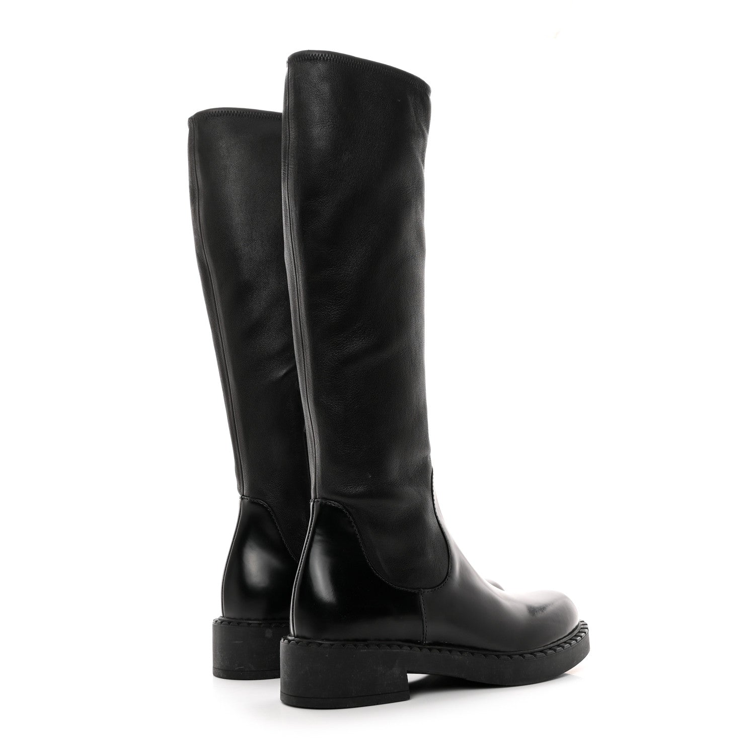 Prada Spazzolato Nappa Stretch Moto Boots 39.5 Black 4 of 14