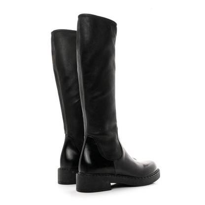 Prada Spazzolato Nappa Stretch Moto Boots 39.5 Black 4 of 14