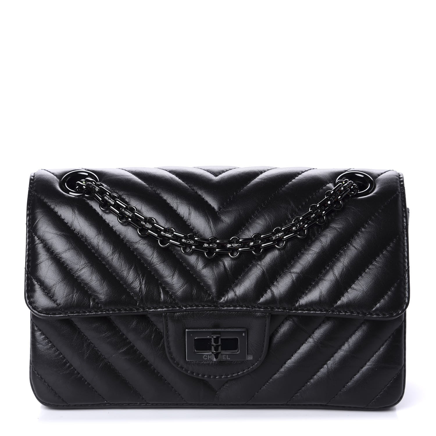 Chanel Aged Calfskin Chevron Quilted 2.55 Reissue Mini Flap So Black 1 of 11