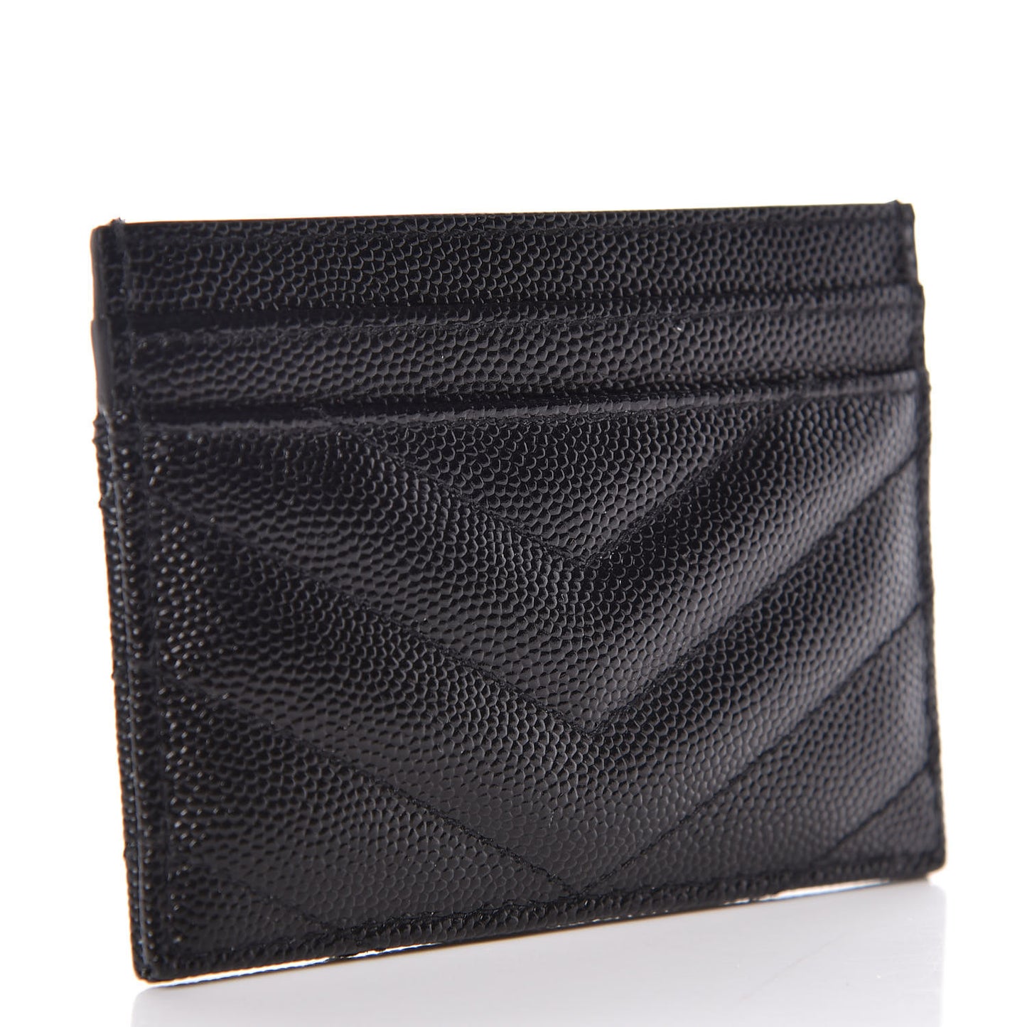 Grain De Poudre Matelasse Chevron Monogram Credit Card Case Black