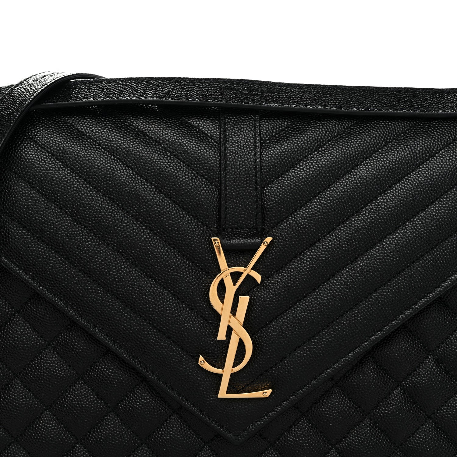 Saint Laurent Grain De Poudre Textured Mixed Matelasse Large Triquilt Monogram Satchel Black 8 of 12