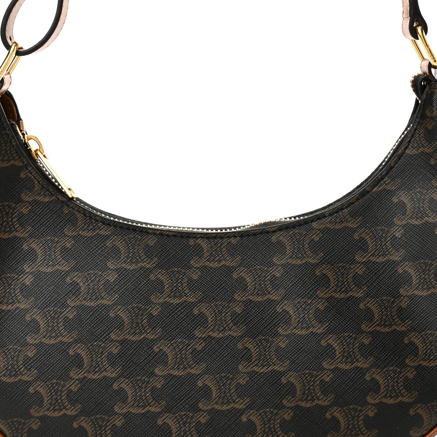 Celine Triomphe Canvas Calfskin Ava Shoulder Bag Tan 7 of 9