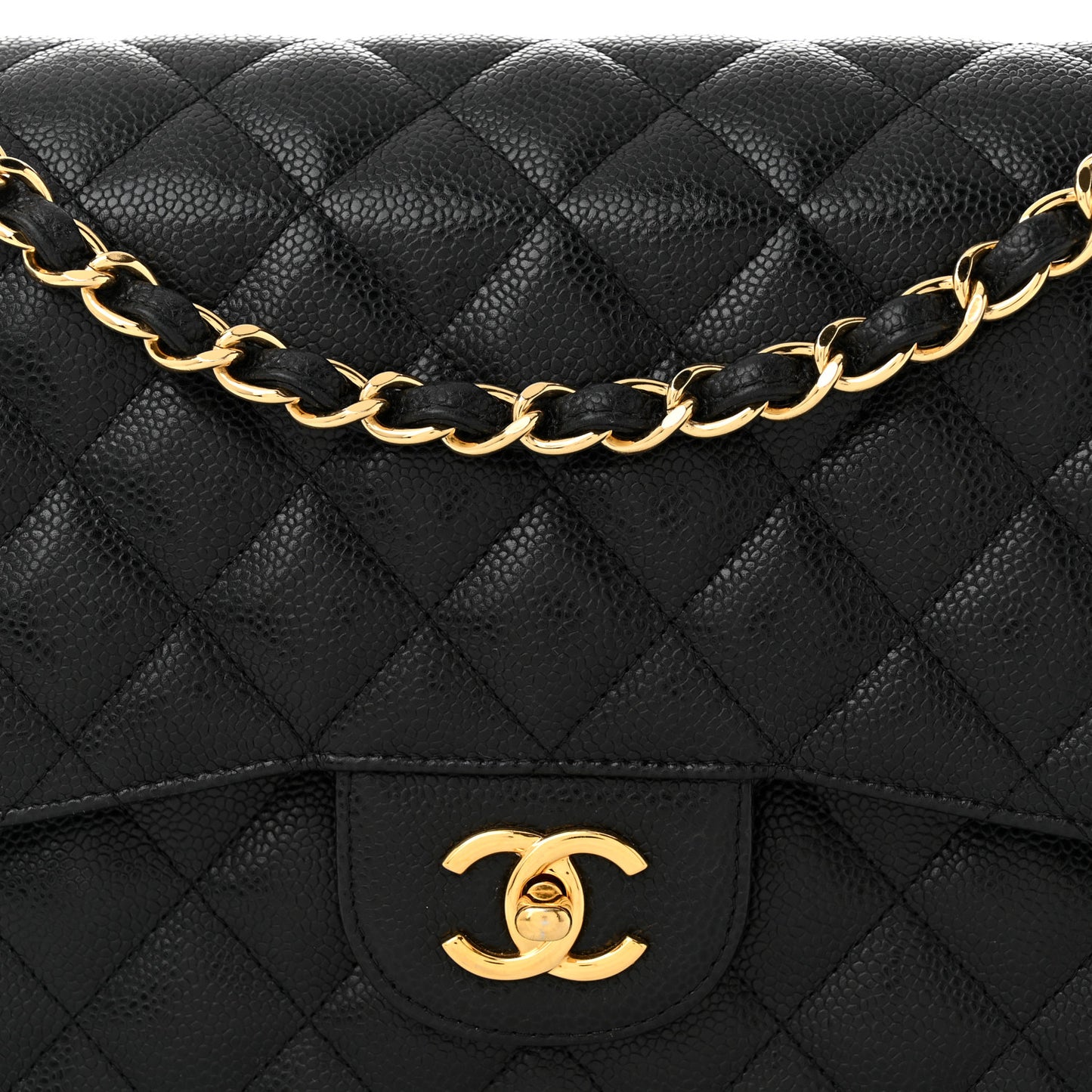 Caviar Quilted Jumbo Double Flap Black