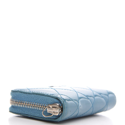 Chanel Patent Calfskin Quilted Zip Coin Purse Blue 3 of 11