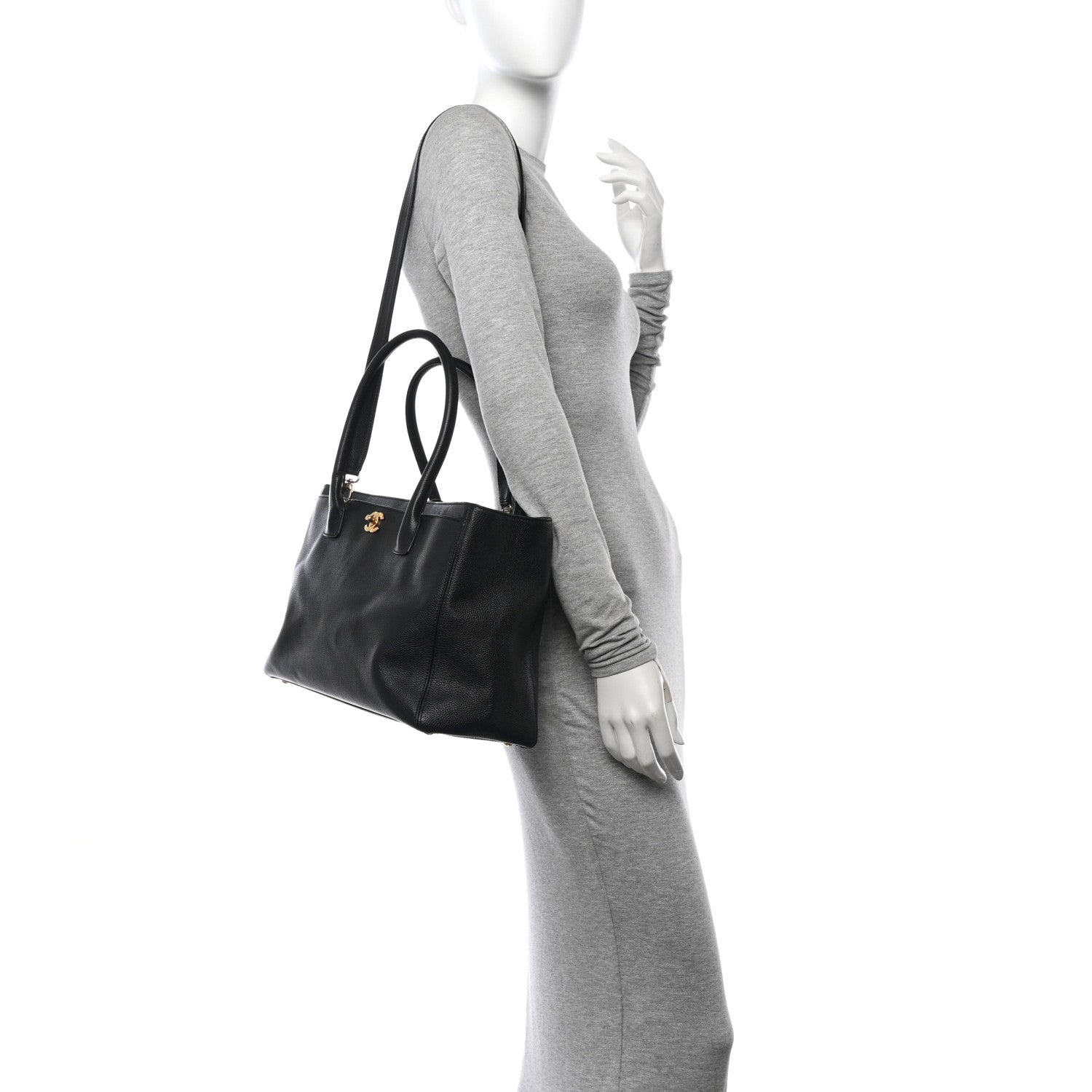Chanel Calfskin Cerf Executive Shopper Tote Black 2 of 12