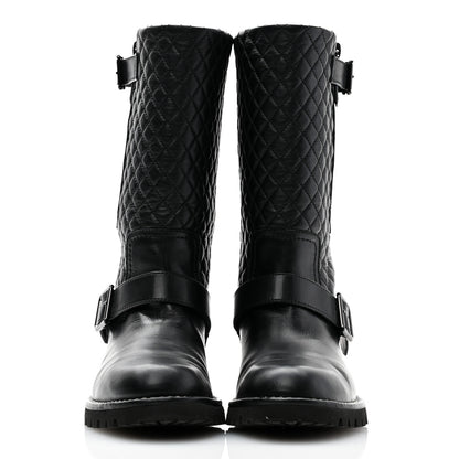 Chanel Calfskin Quilted Biker Boots 37 Black 2 of 11