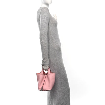 Hermes Taurillon Clemence Picotin Lock 18 PM Rose Sakura 2 of 10