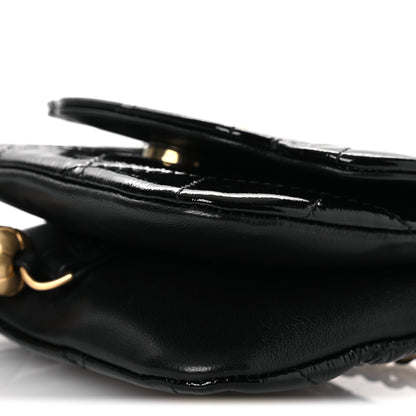 Chanel Crumpled Patent Lambskin Quilted Tassel Clutch With Chain Black 10 of 11