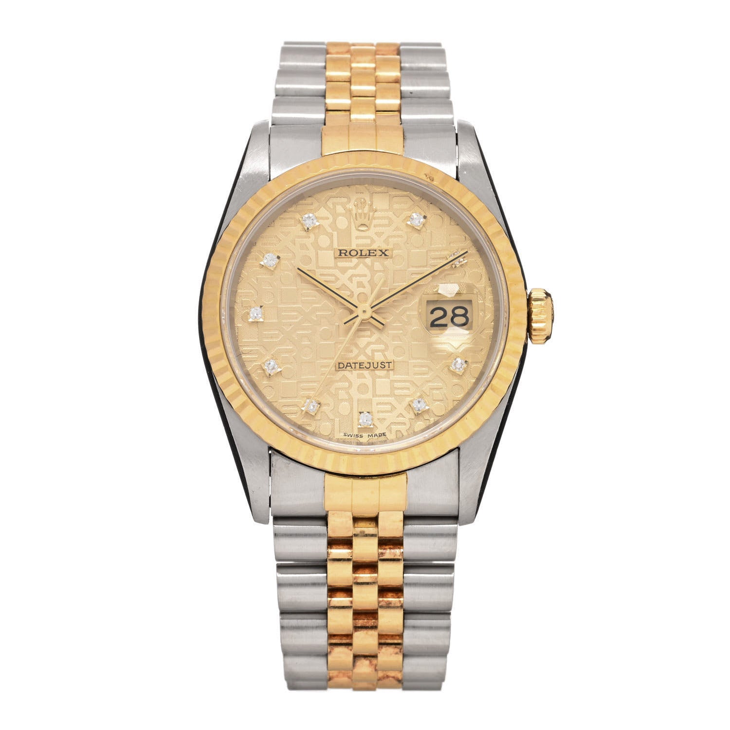 Rolex Stainless Steel 18K Yellow Gold Diamond 36mm Oyster Perpetual Datejust Watch Champagne Jubilee 16233 1 of 4