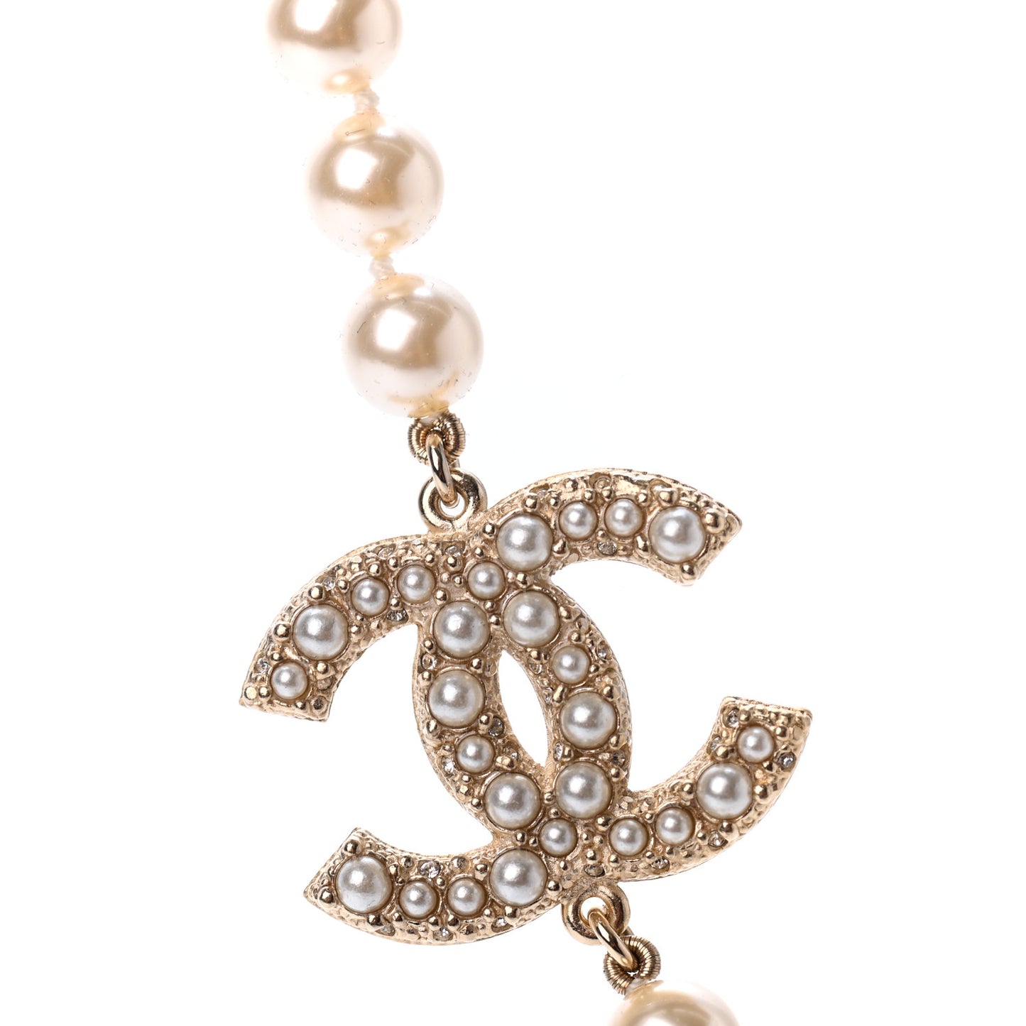 Pearl CC 100th Anniversary Necklace Light Gold