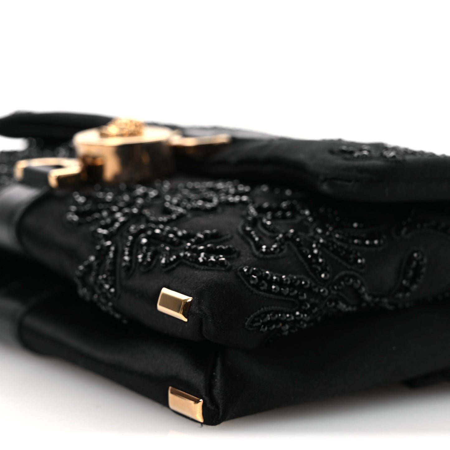 Satin Crystal Mini Kleio Crossbody Bag Black