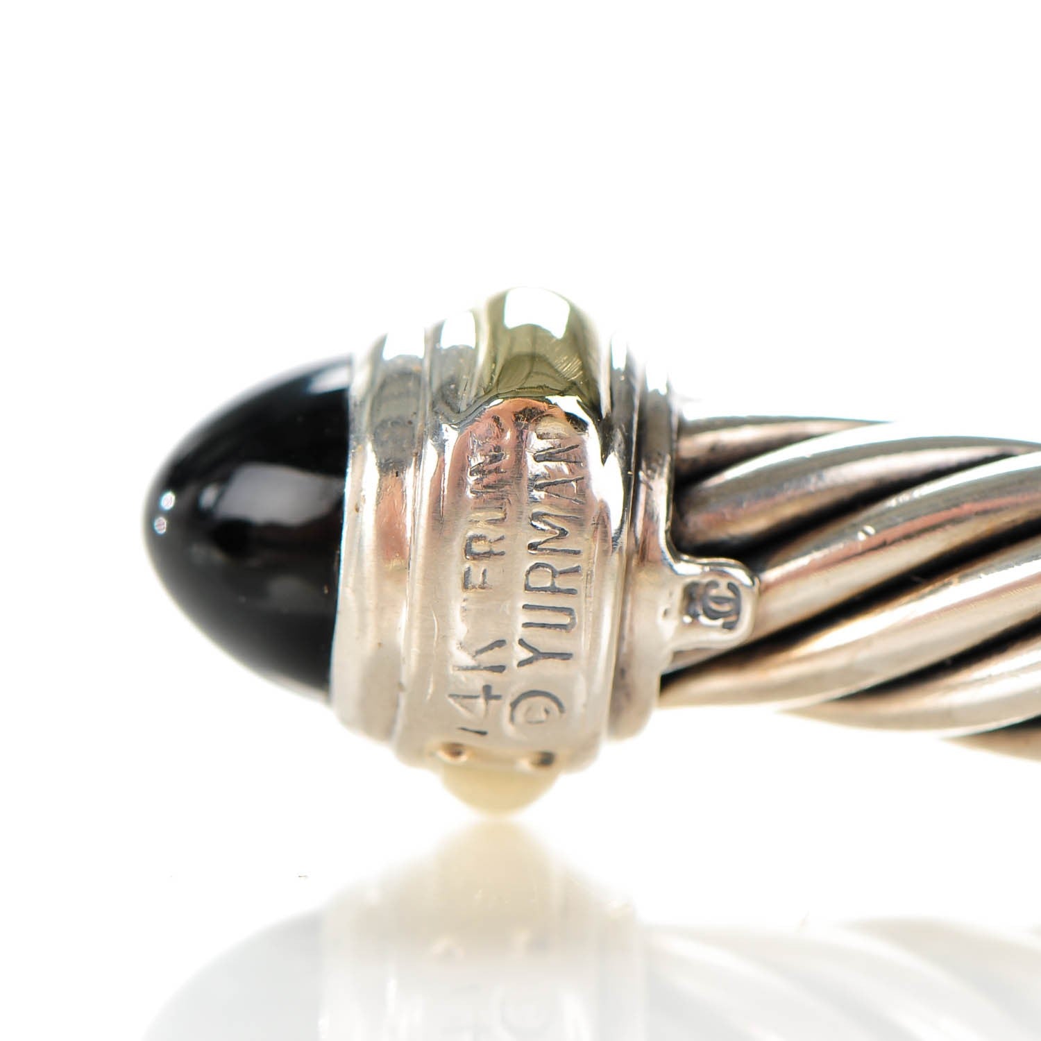 David Yurman Sterling Silver 14K Yellow Gold Black Onyx 7mm Cable Classics Bracelet 5 of 5