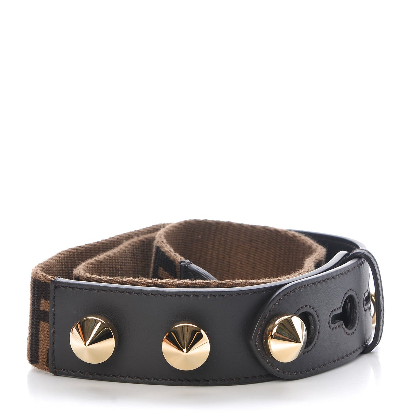 Ribbon Vitello Century FF 1974 Studded Strap You Fango Marrone Ebano
