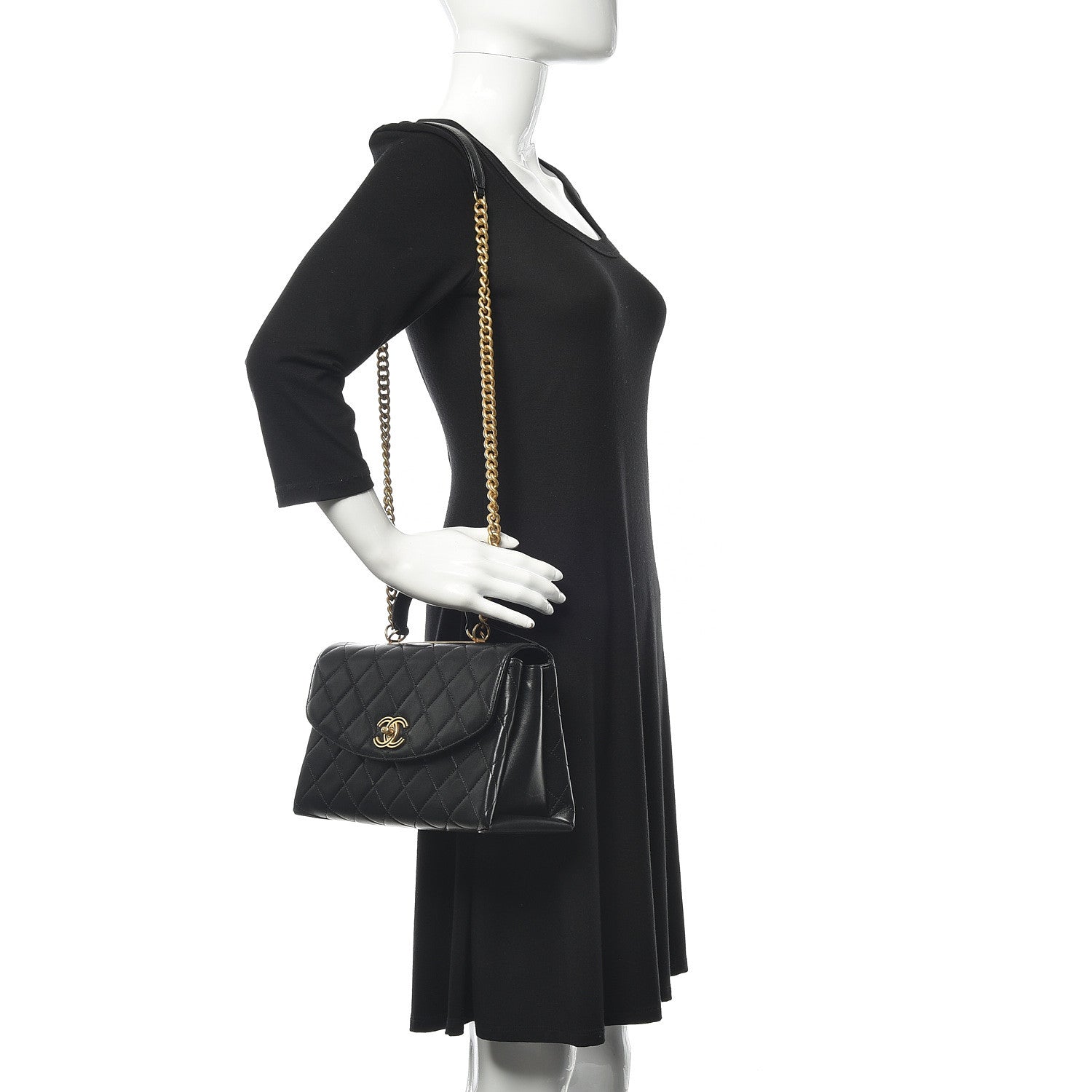 Chanel Lambskin Quilted Large Trendy Spirit Top Handle Bag Black 2 of 13