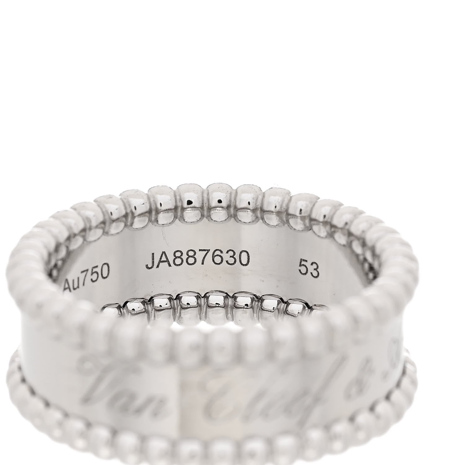 Van Cleef & Arpels 18K White Gold Perlee Signature Ring 53 6.5 5 of 8