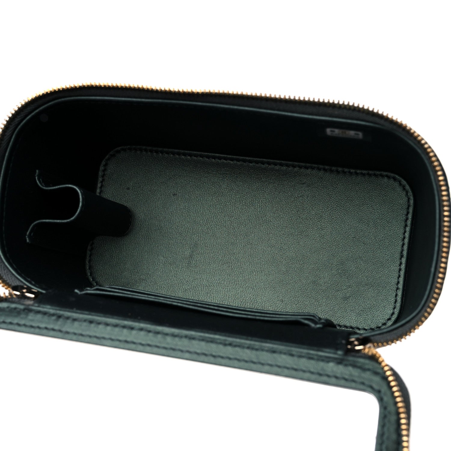 Chanel Iridescent Lambskin Quilted Small Top Handle Vanity Case With Chain Dark Green 5 of 15