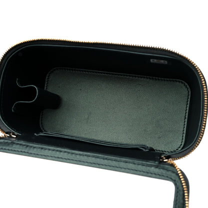 Chanel Iridescent Lambskin Quilted Small Top Handle Vanity Case With Chain Dark Green 5 of 15