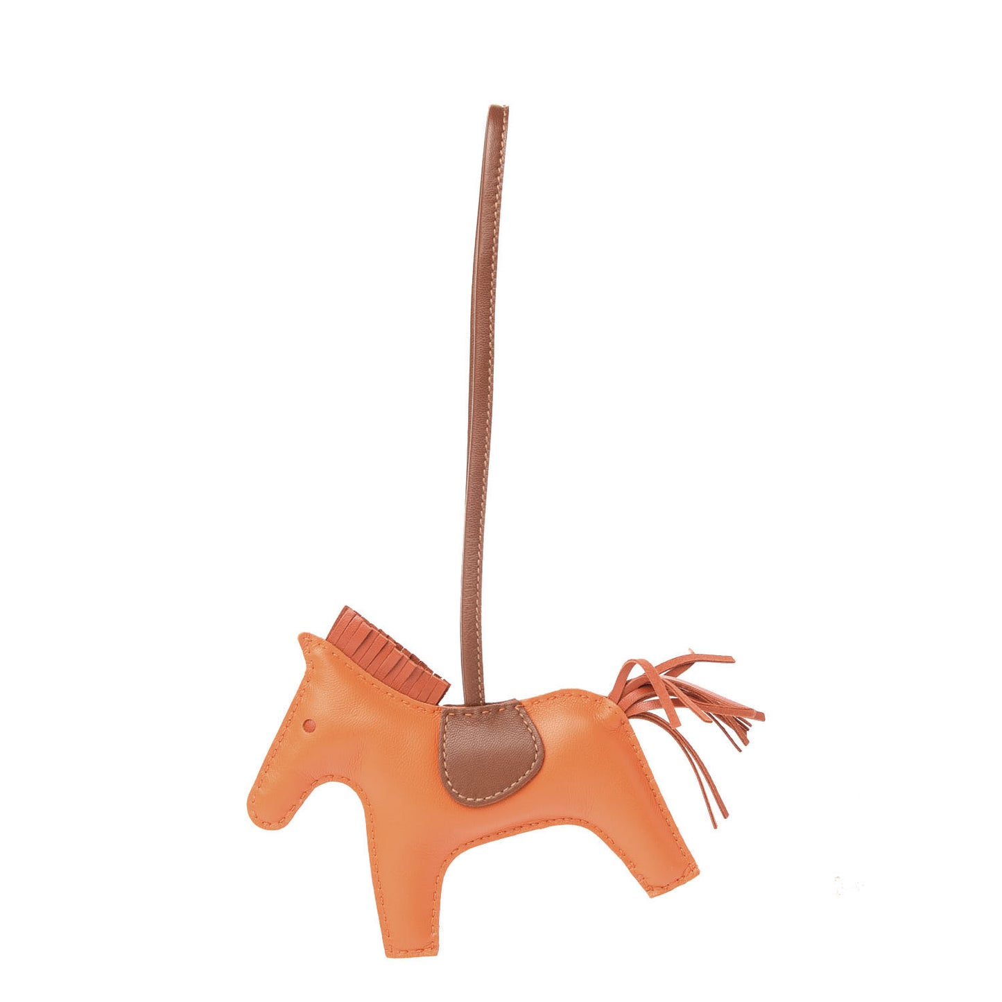 Milo Lambskin Grigri Rodeo Horse Bag Charm MM Feu Cornaline Fauve