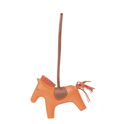 Hermes Milo Lambskin Grigri Rodeo Horse Bag Charm MM Feu Cornaline Fauve 1 of 4