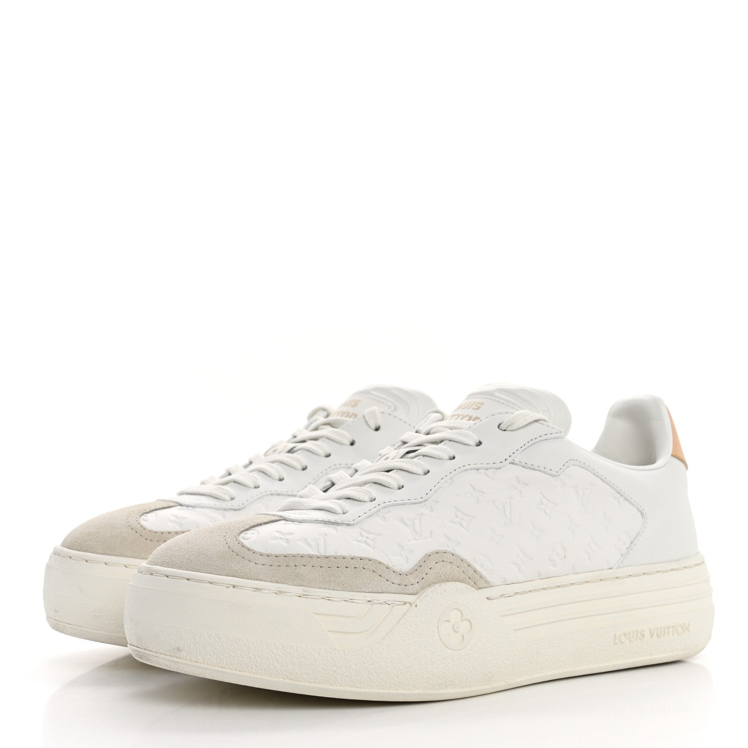 Louis Vuitton Calfskin Embossed LV Groovy Platform Sneakers 38 White 4 of 12