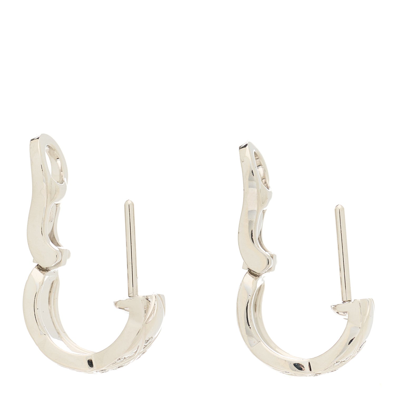 Chanel 18K White Gold Diamond Coco Crush Wide Hoop Earrings 3 of 5