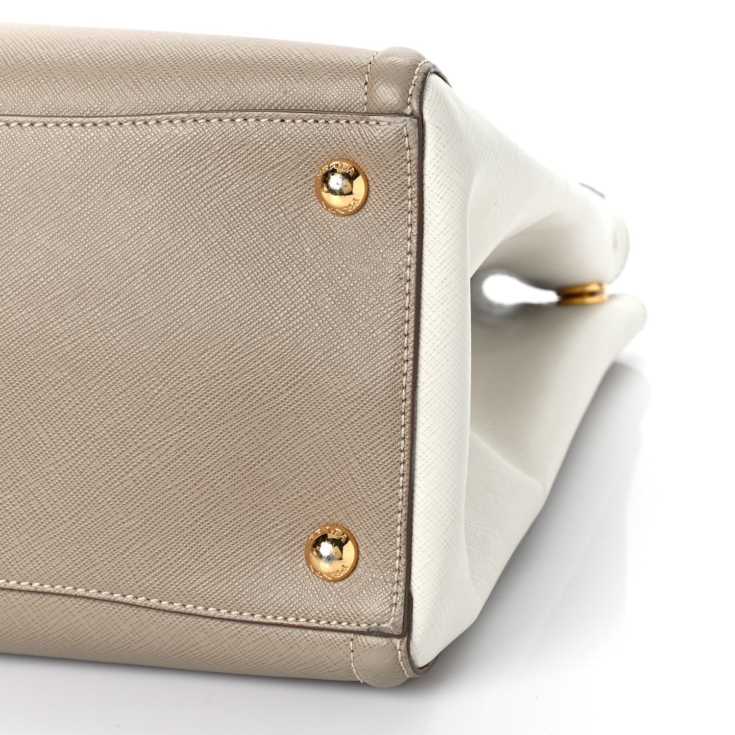 Prada Saffiano Lux Medium Bi-Color Tote Visone Talco 9 of 12