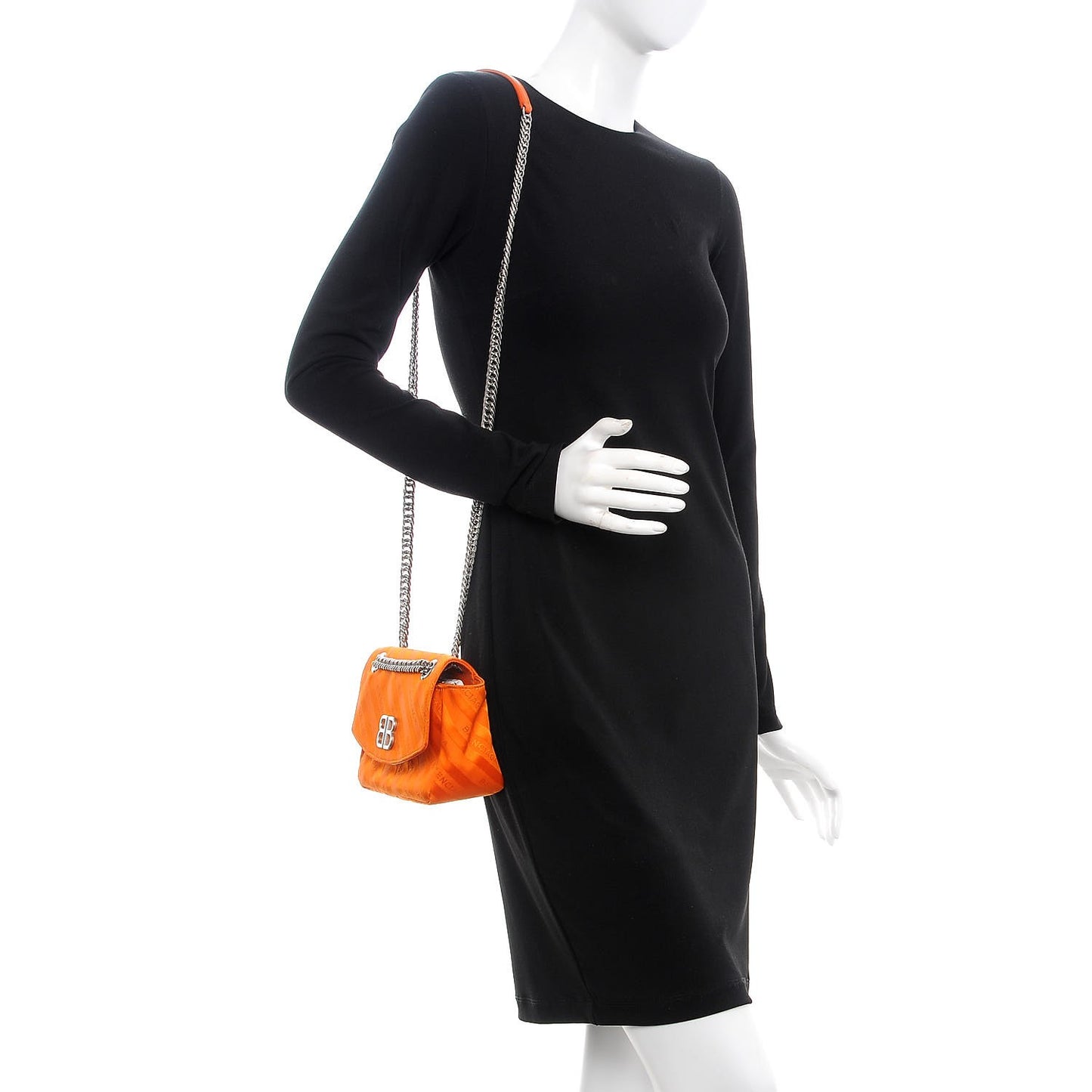 Nylon Jacquard Diagonal Logo S BB Round Shoulder Bag Orange Sanguine