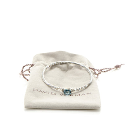 David Yurman Sterling Silver Diamond Blue Topaz 3mm Petite Wheaton Bracelet 5 of 5