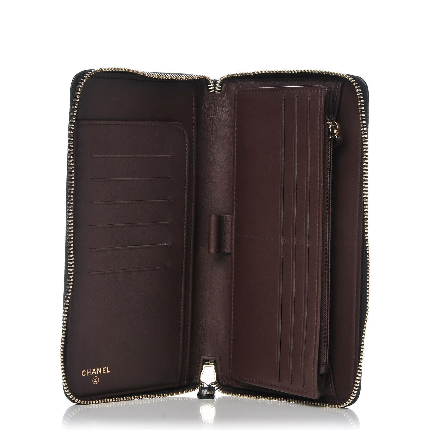 Caviar Quilted Large Zip Around Organizer Wallet Black