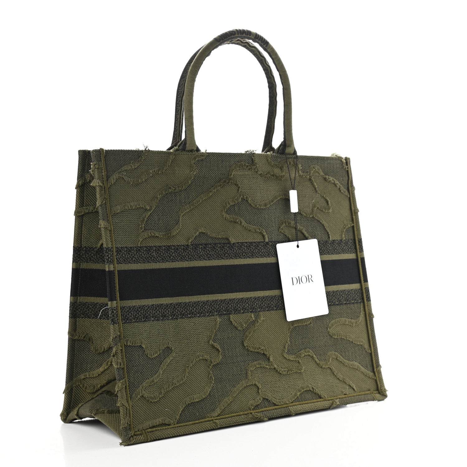 Christian Dior Canvas Embroidered Camouflage Book Tote Green 3 of 12