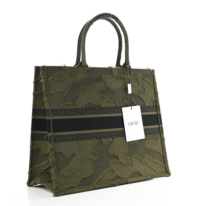 Christian Dior Canvas Embroidered Camouflage Book Tote Green 3 of 12