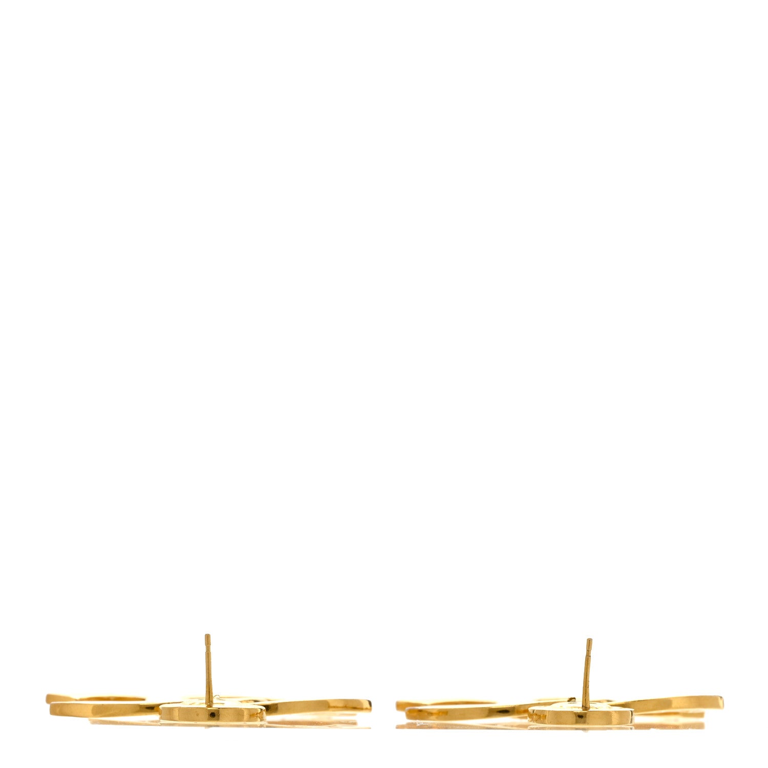 Chanel Metal Large Paris Button Earrings Gold 3 of 4