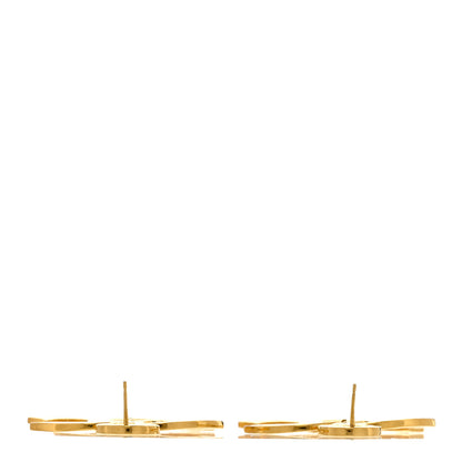 Chanel Metal Large Paris Button Earrings Gold 3 of 4