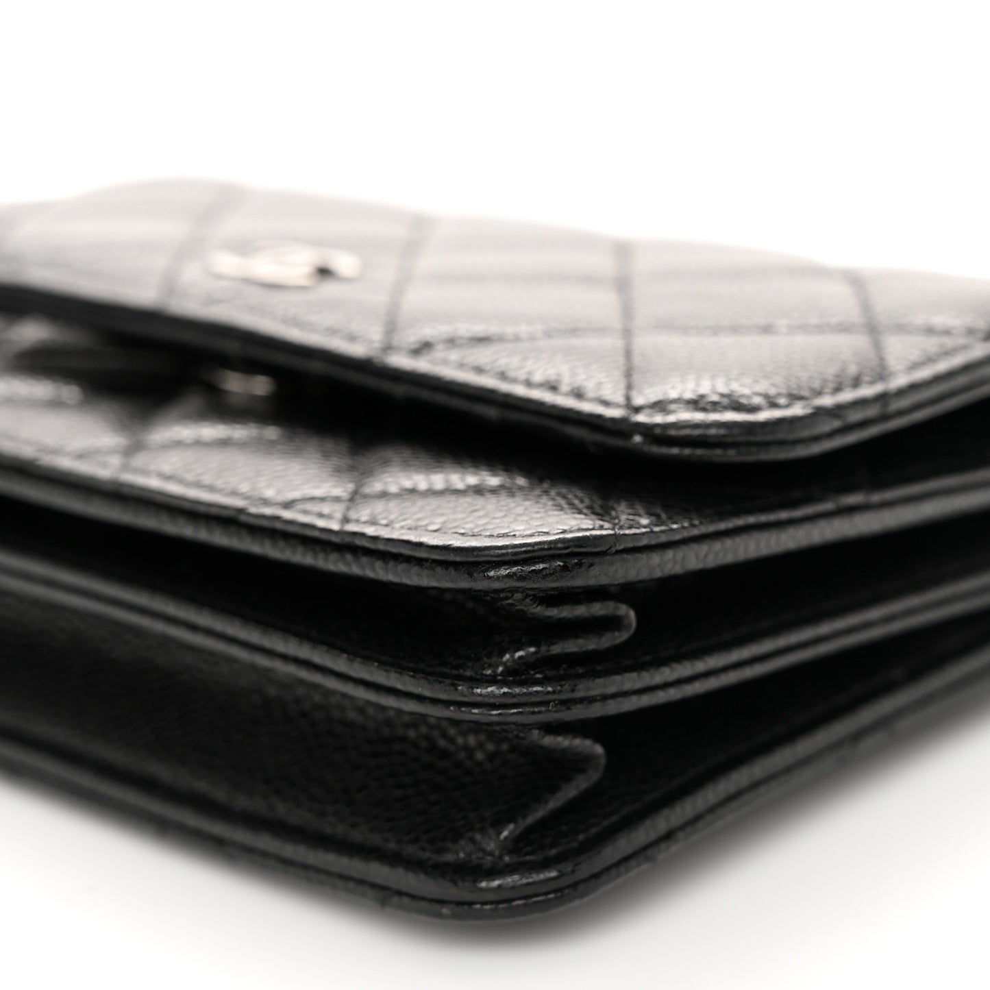 Caviar Quilted Mini Wallet On Chain WOC Black