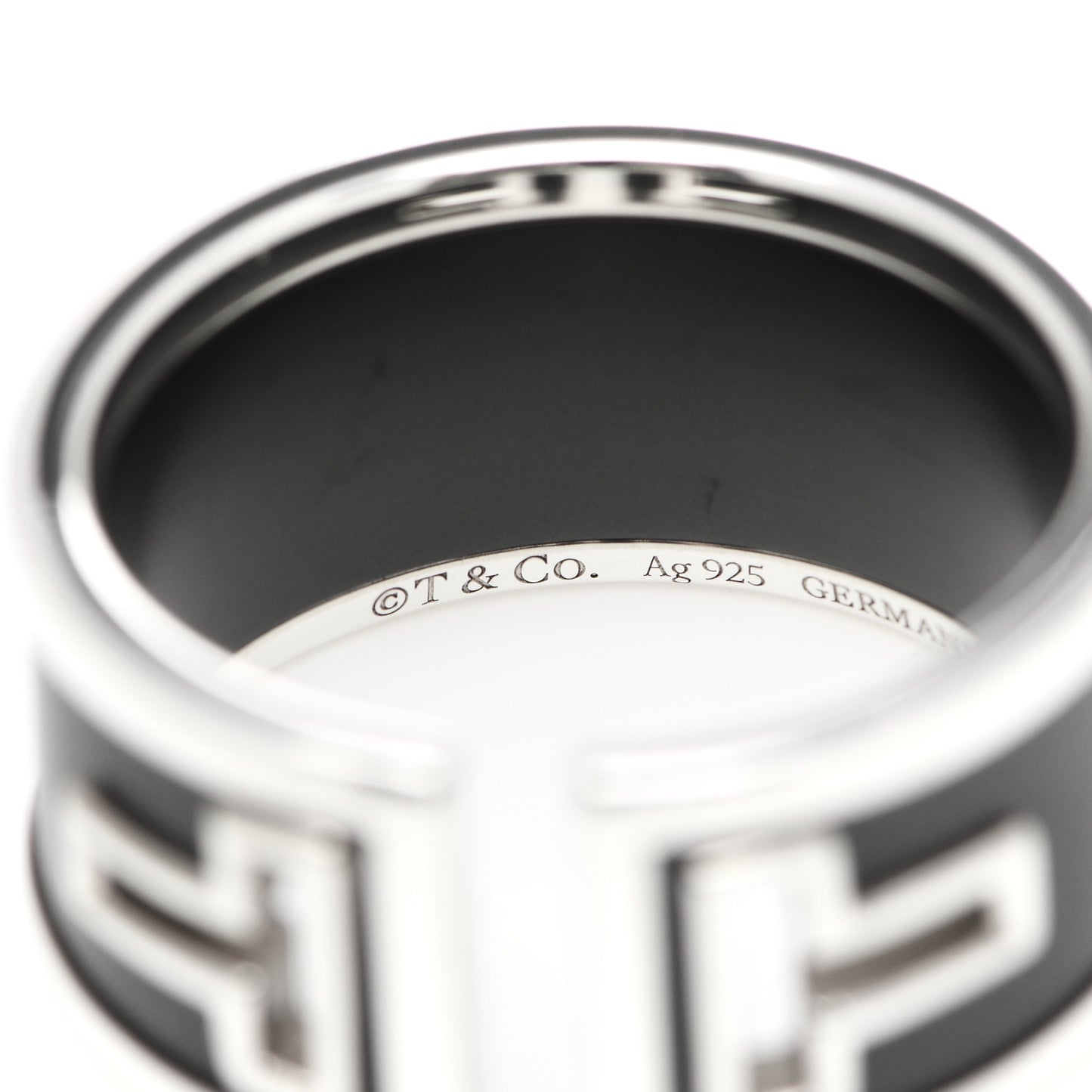Sterling Silver Black Ceramic T Cutout Ring 57 8