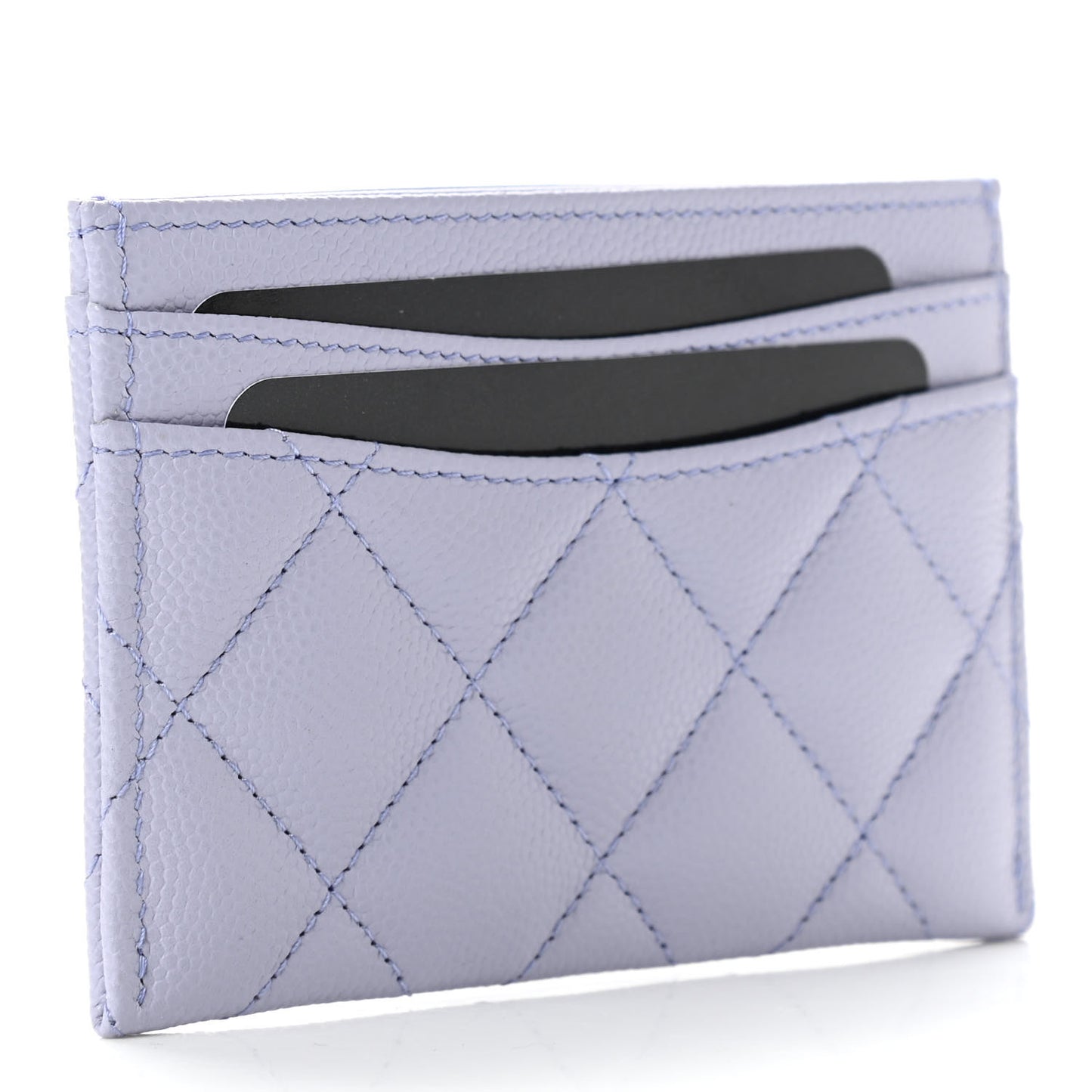 Caviar Quilted Card Holder Light Purple