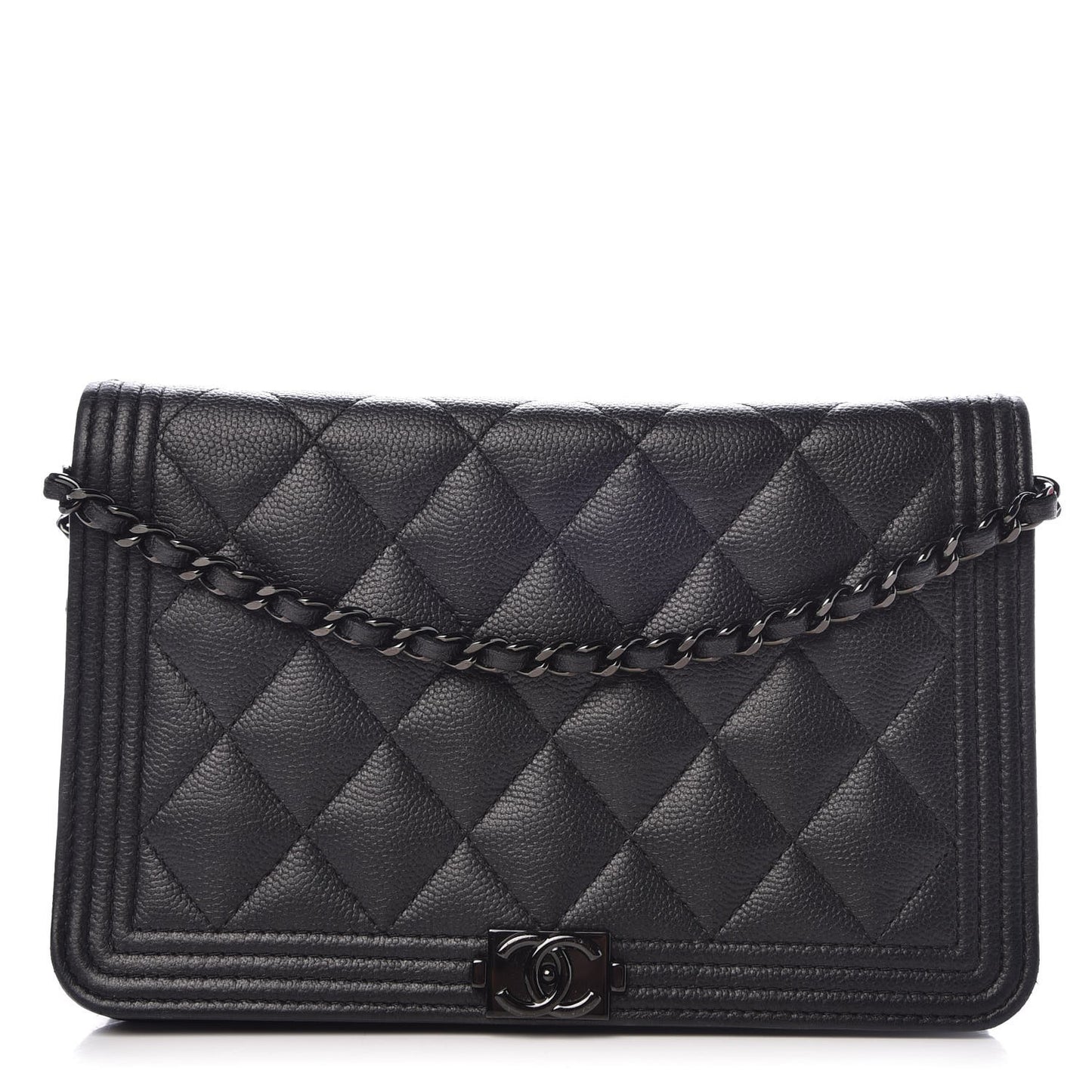 Caviar Quilted Boy Wallet On Chain WOC So Black