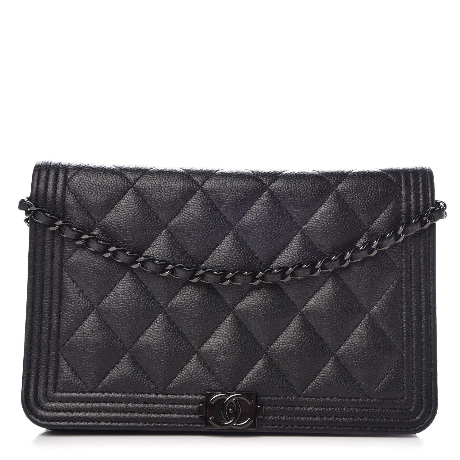 Chanel Caviar Quilted Boy Wallet On Chain WOC So Black 1 of 11