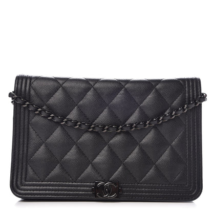 Chanel Caviar Quilted Boy Wallet On Chain WOC So Black 1 of 11