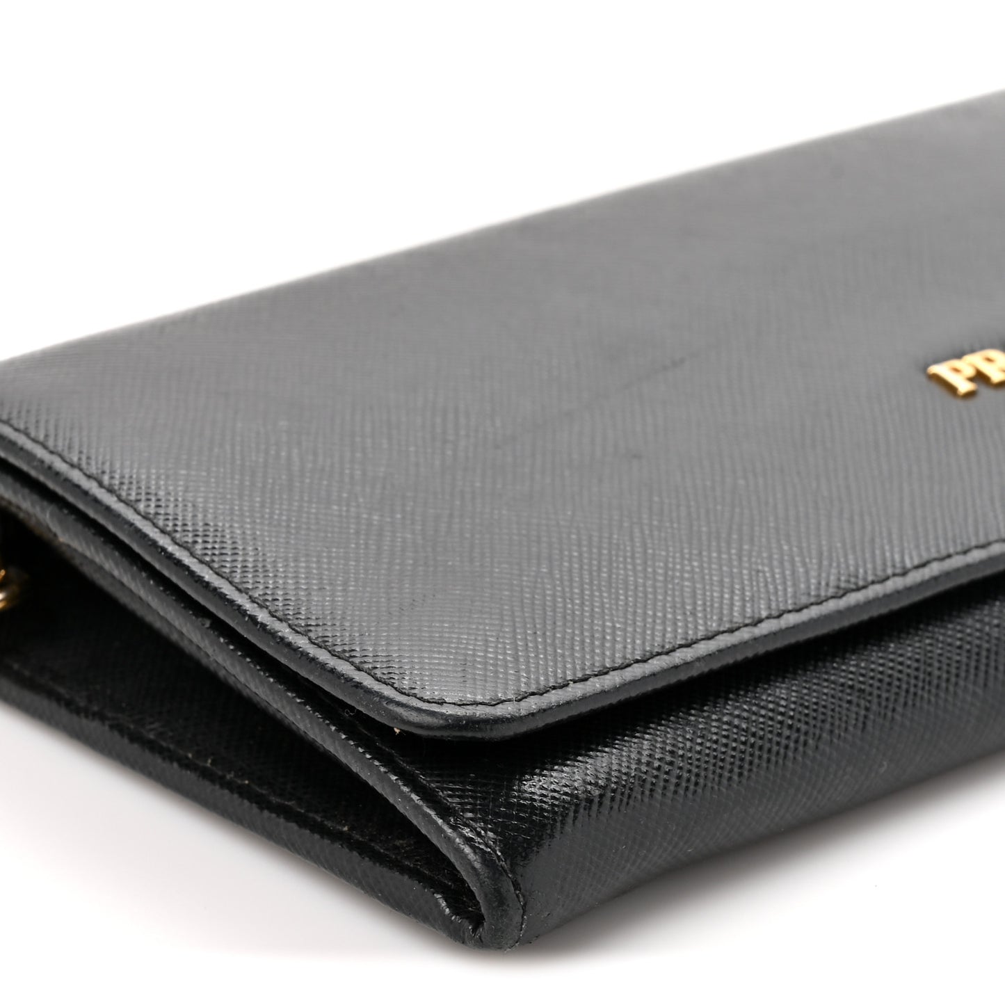 Saffiano Metal Oro Chain Wallet Black