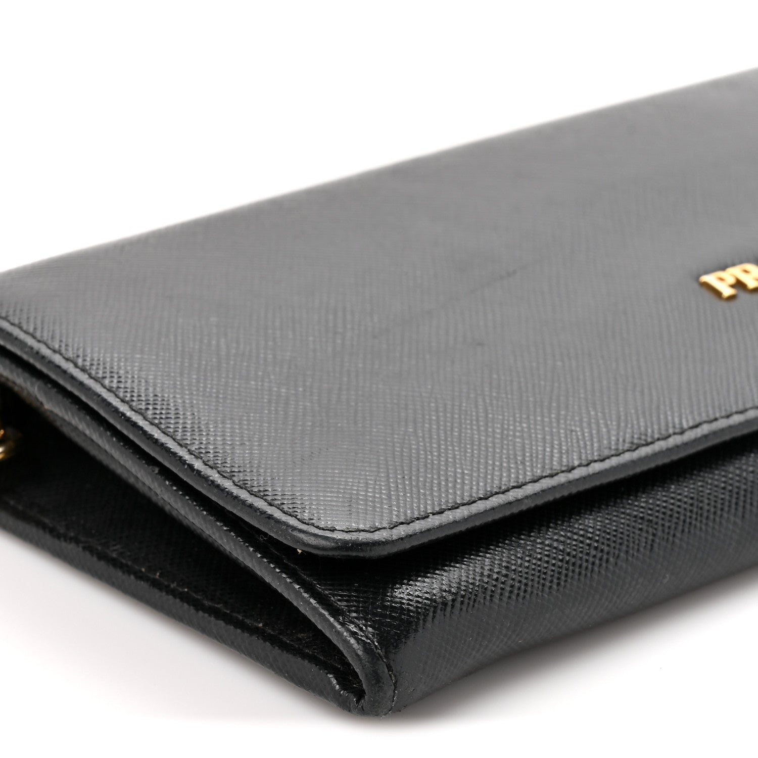 Prada Saffiano Metal Oro Chain Wallet Black 11 of 13