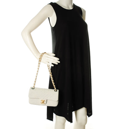 Chanel Wrinkled Lambskin Chevron Quilted Small Flap White 2 of 9