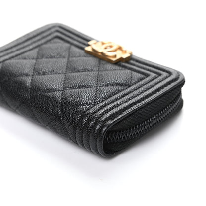 Chanel Caviar Quilted Boy Zip Around Coin Purse Wallet Black 10 of 11
