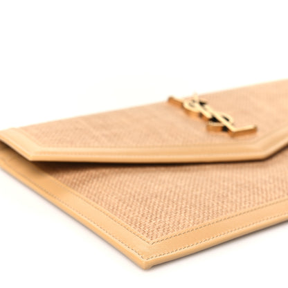 Saint Laurent Micro Raffia Uptown Pouch Natural Hay Blush 9 of 11