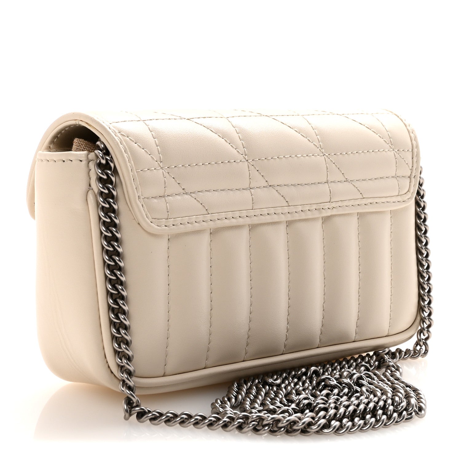 Gucci Calfskin Matelasse Aria Super Mini GG Marmont Shoulder Bag Mystic White 3 of 10